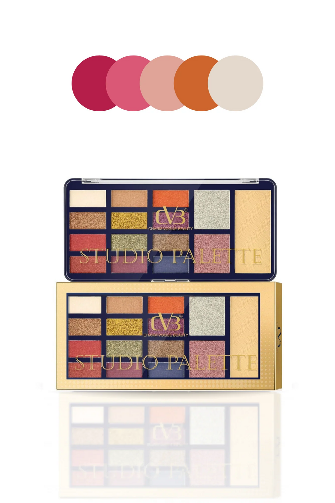 All-in-One Studio Makeup Palette – 12 Eyeshadows - Blush - Highlighter & Compact Powder | CVB | Alibaazar